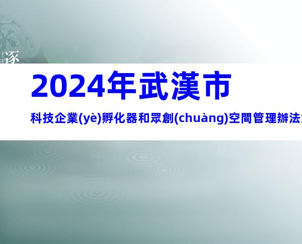 2024年武漢市科技企業(yè)孵化器和眾創(chuàng)空間管理辦法解析，申報條件、流程